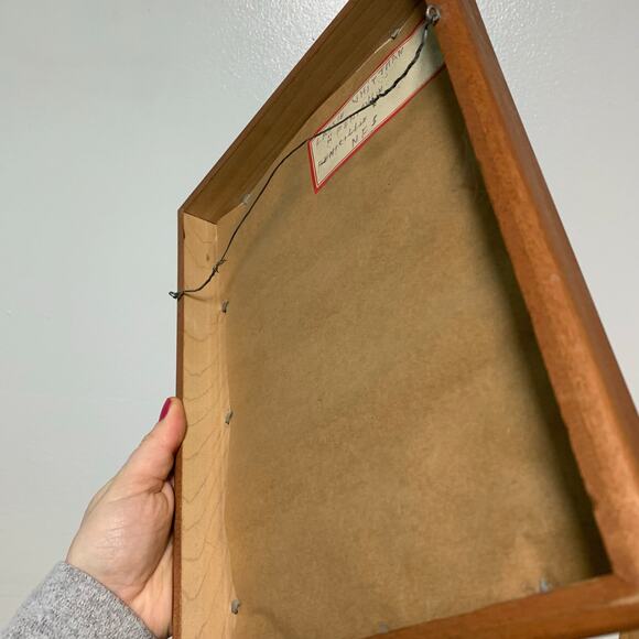 Handmade Crewel Needlepoint Boho Embroidery Framed Wall Art 9.25"x12" - Picture 4 of 5